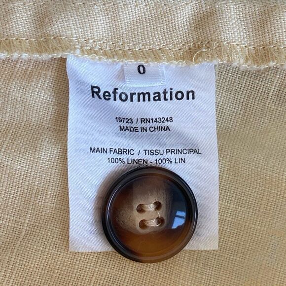 Reformation Cale Linen Midi Dress in Parmesan Size 0 - Picture 10 of 10